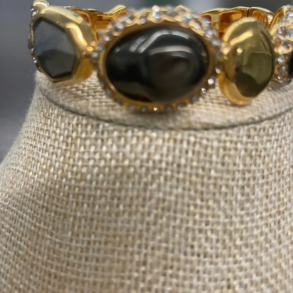NWOT Alexis Bittar Cuff Bracelet With Multicolored Stones and Rhinestones - Picture 2 of 5